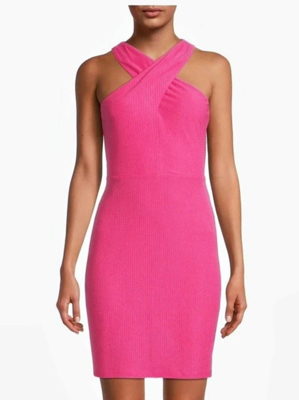 Michael Kors Criss Cross Mini Dress in Cerise (Fuschia) Size Medium
